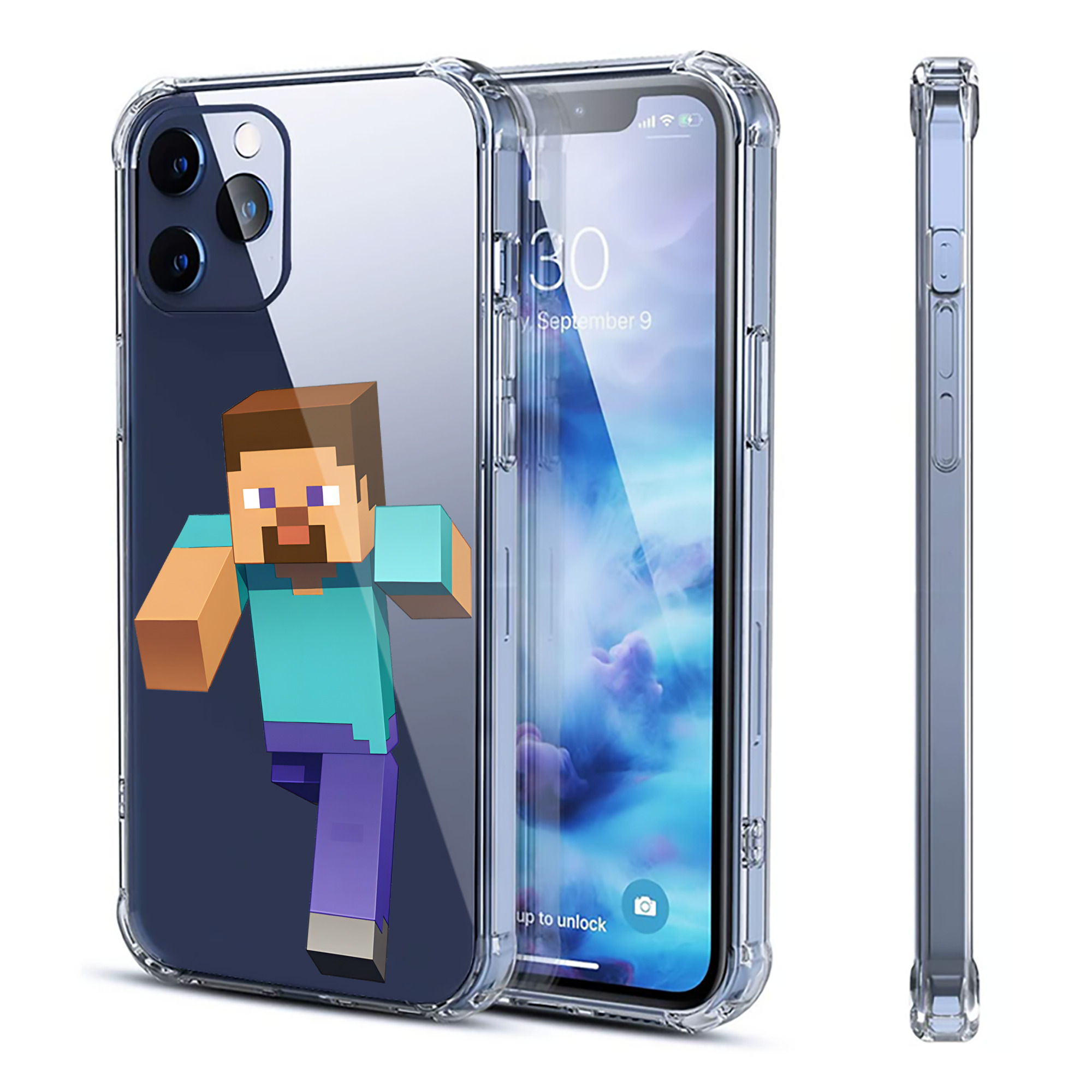 （画像用） マインクラフト ブロックの世界 Minecraft MC Block world 【iPhone 12シリーズ対応】透明スマホケース（クリアソフトケース）